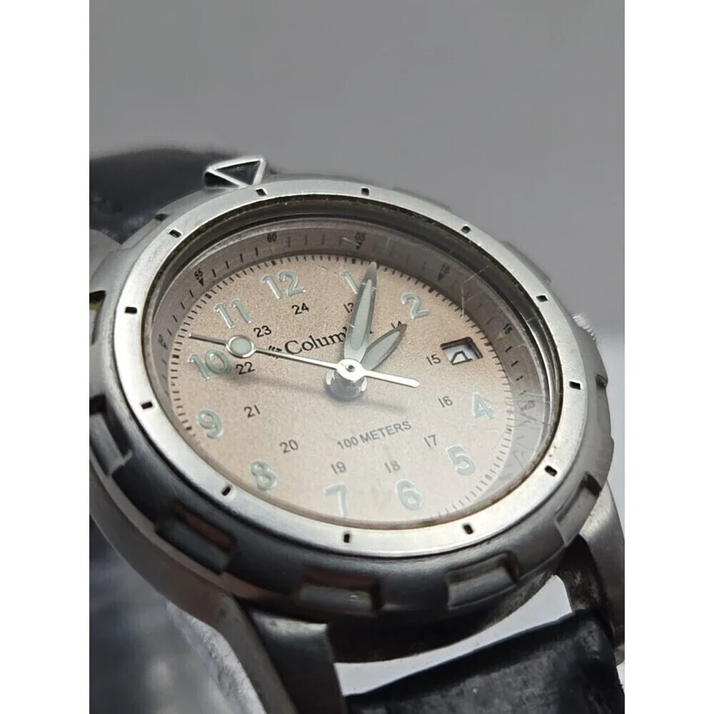 Columbia CL 7017 Watch Quartz New Battery 100M Stainless Steel Date Lume 24 Hour